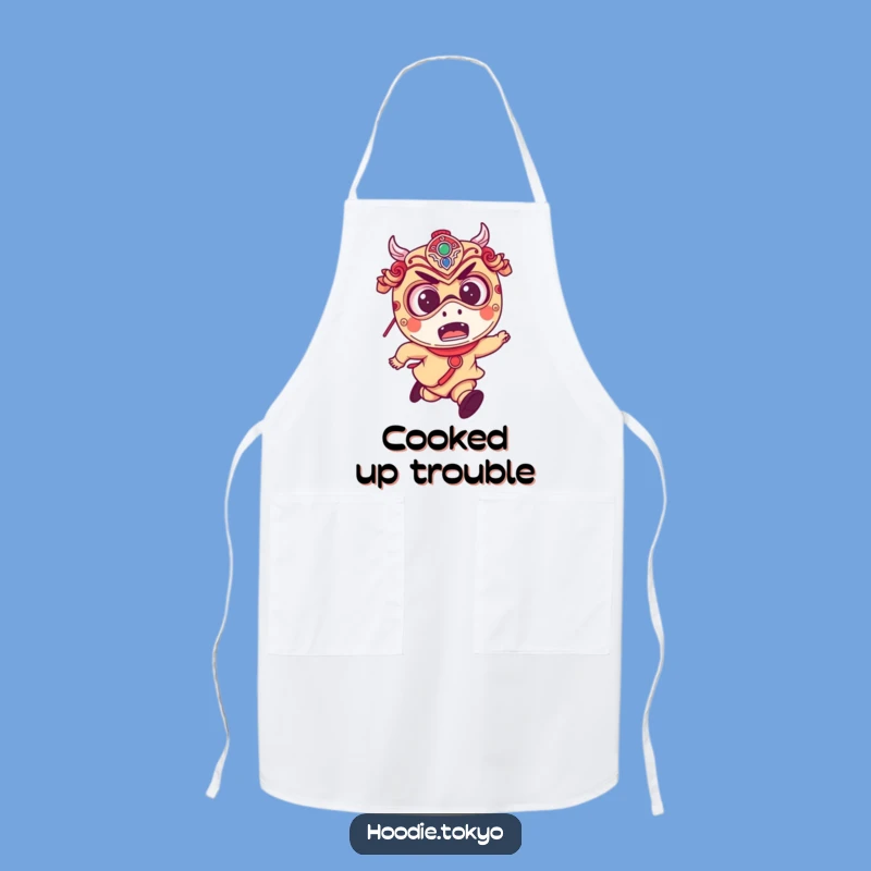 Funny Festival Mask Apron: Mischievous Kitchen Fun with Japanese Running Character