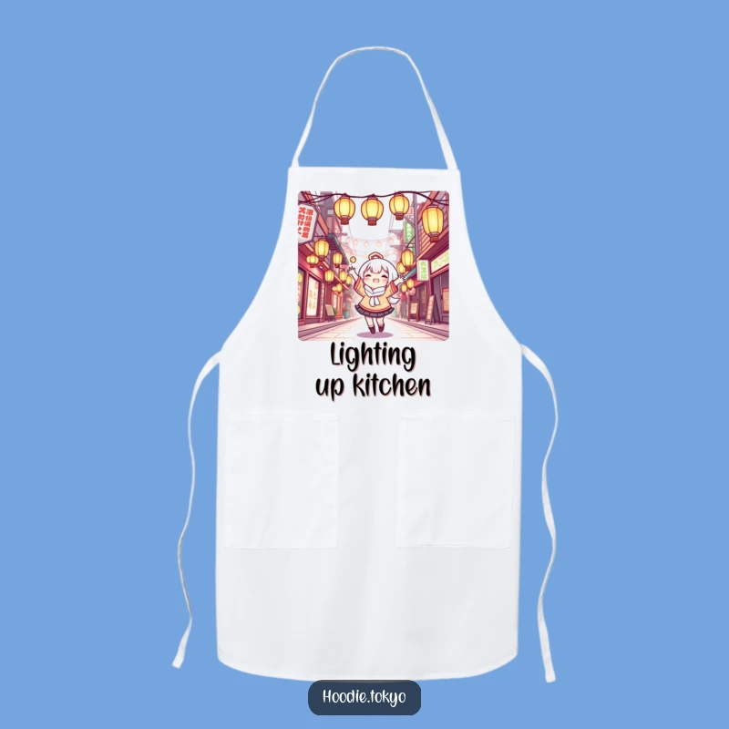 Funny Kawaii Tokyo Apron: Kitchen Fun with Juggling Lanterns!