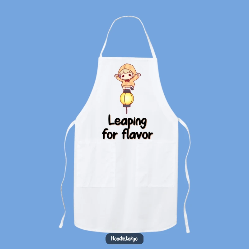 Funny Leaping Chef Apron: Patterned Hoodie Over Glowing Lantern Fun