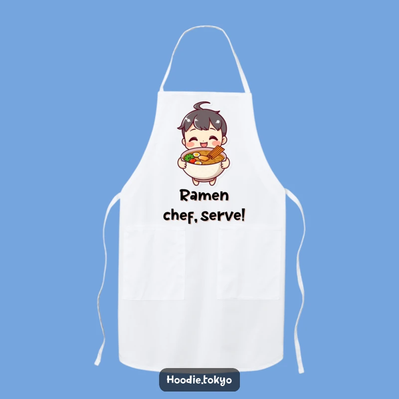 Funny Cheerful Ramen Character Apron, Cook with a Smile