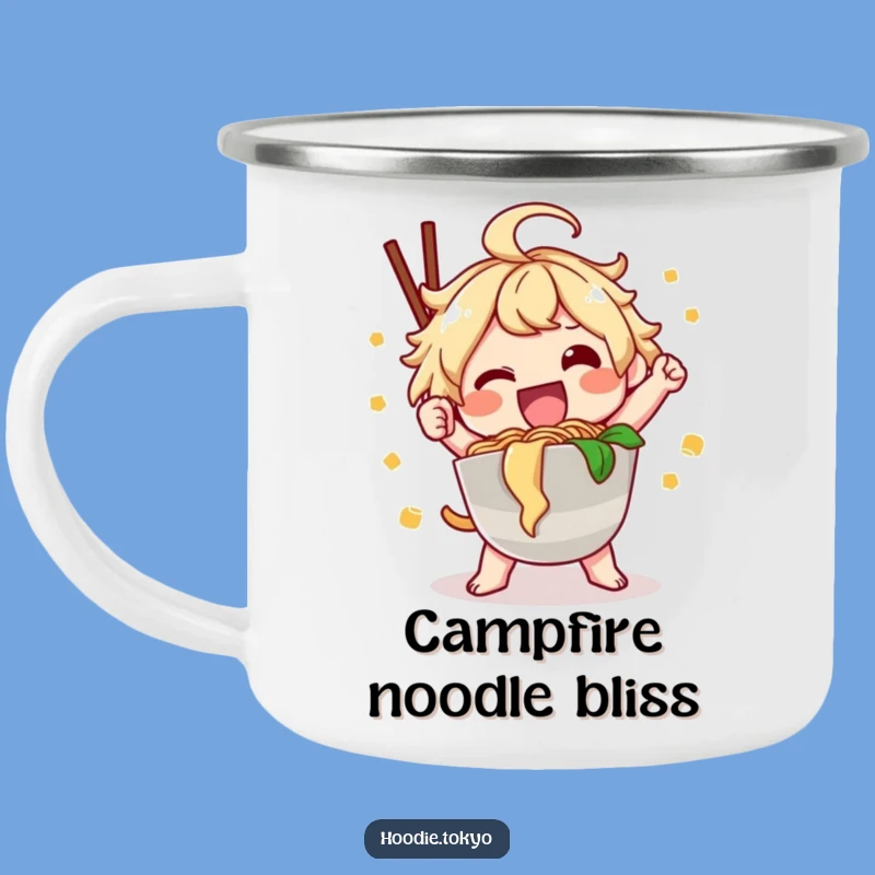 Durable Ramen Kawaii Camping Mug: Funny Happy Character Outdoor Gift