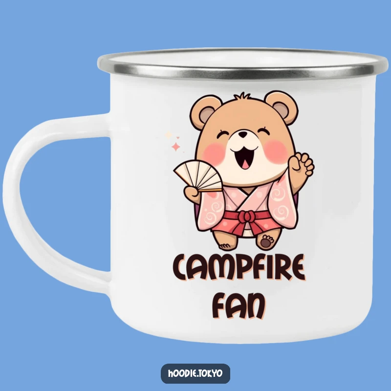 Funny Bear Kimono Camping Mug - Adventure with Cheerful Fanfare
