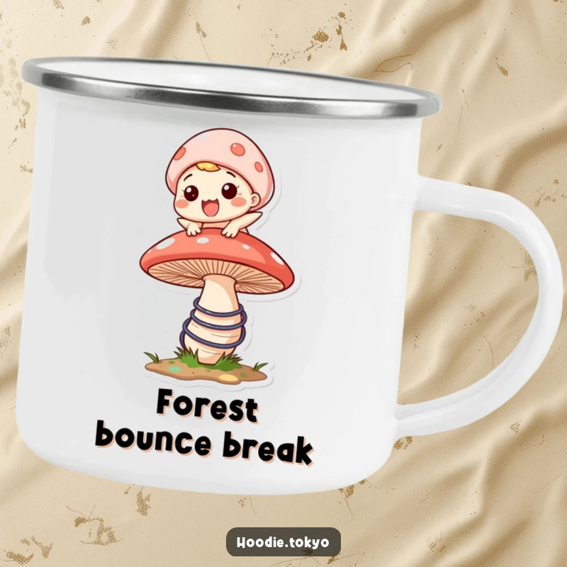 Funny gorilla camping mug with a winking face and a hand raised in a friendly wave, perfect for outdoor cheers.