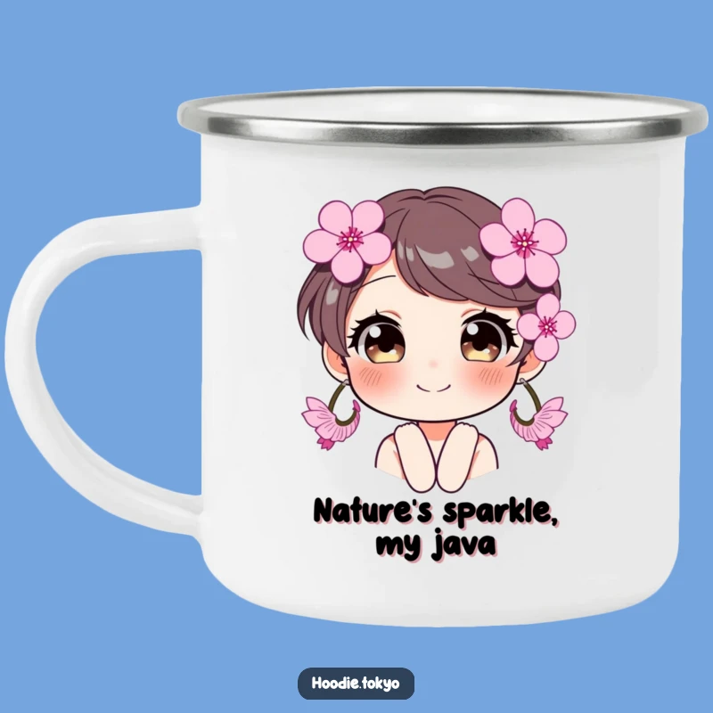 Funny Cherry Blossom Earrings Camping Mug - Sparkling Outdoor Fun, Nature Gift