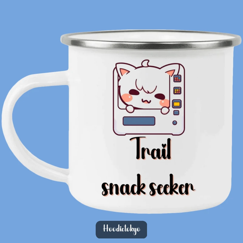 Funny Kawaii Character Camping Mug: Vending Machine Surprise, Hilarious Outdoor Gift