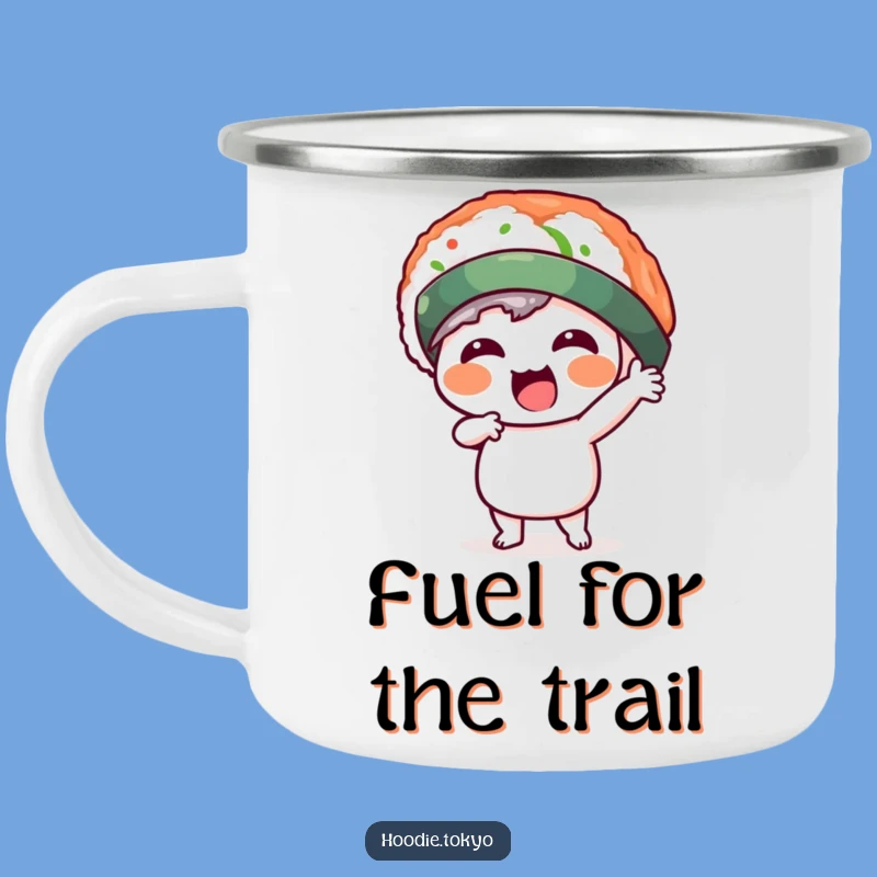 Funny Kawaii Sushi Hat Camping Mug - Adventure Fuel with Comical Sushi Charm