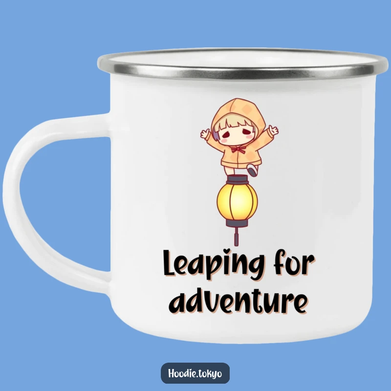 Funny Leaping Lantern Camping Mug: Patterned Hoodie Adventure Drinkware