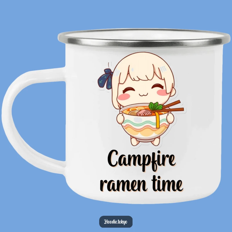 Funny Ramen Camping Mug: Outdoor Feast with Cheerful Character - Perfect Funny Gift