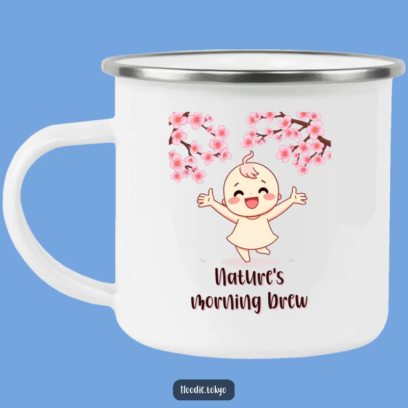 Funny Cherry Blossom Dancer Camping Mug - Outdoor Joy, Perfect Hiking Gift