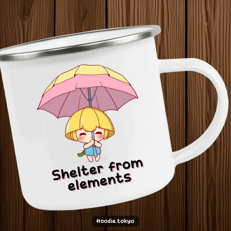 Funny gorilla camping mug with a winking face and a hand raised in a friendly wave, perfect for outdoor cheers.