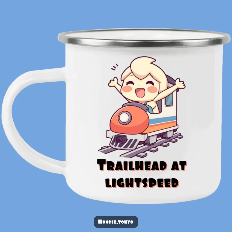 Funny Bullet Train Camping Mug - Adventure Character, Outdoor Fun Gift!