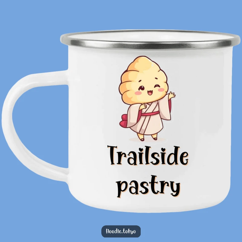 Funny Croissant Kimono Camping Mug - Adventure with Playful Pastry Fun
