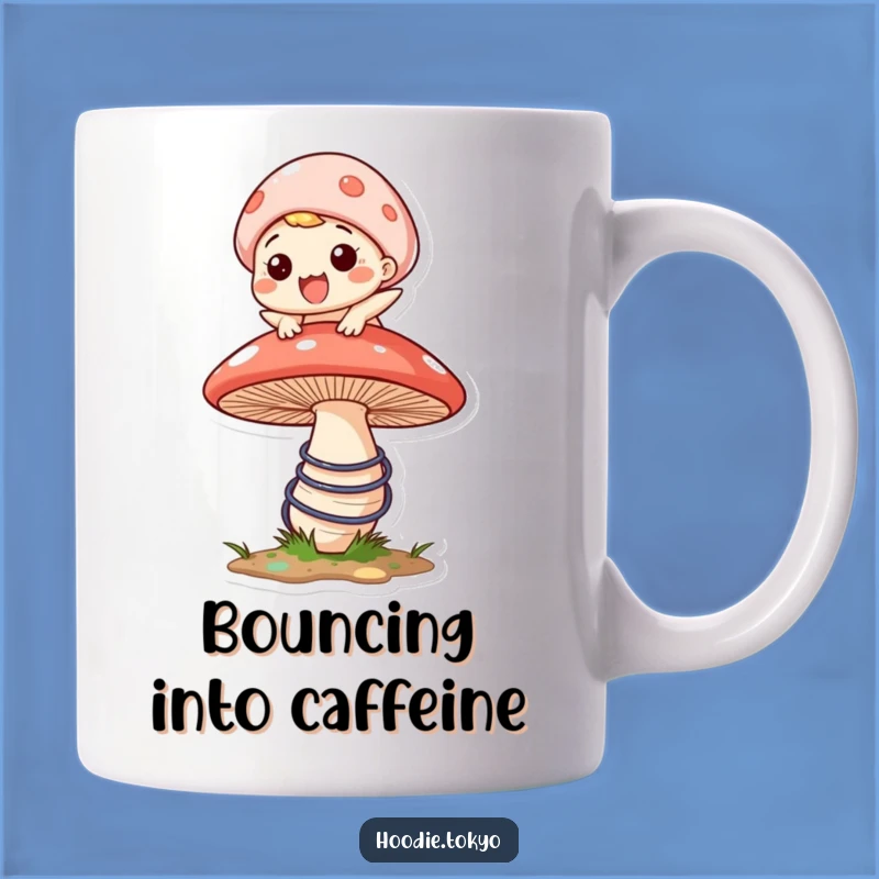 Funny Bouncing Mushroom Mug - Joyful Character Humor, Perfect Funny Gift