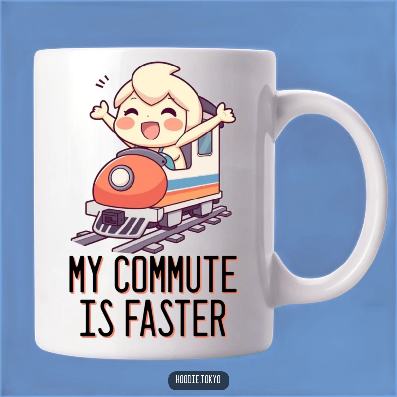 Funny Bullet Train Rider Mug - Enthusiastic Character, Perfect Japanese Gift!