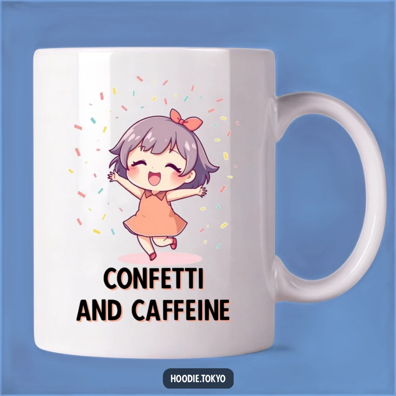 Funny Dancing Confetti Mug: Joyful Character Celebration, Perfect Funny Gift for Parties