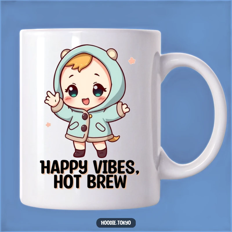 Funny Happi Coat Character Mug - Playful Pose, Humorous Japanese Style Gift