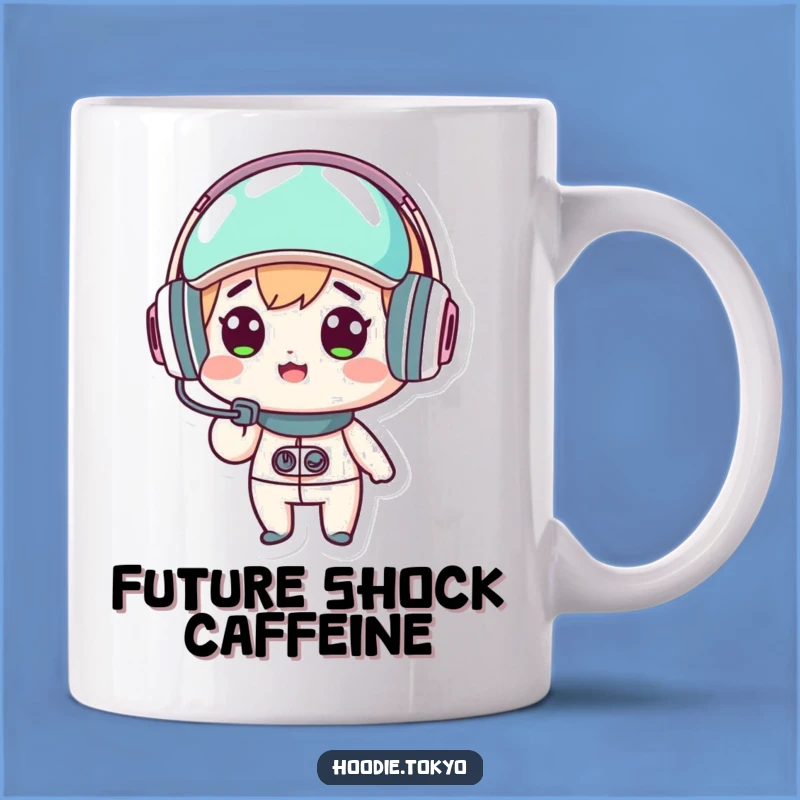 Funny Kawaii Headset Mug - Surprised Character Gift for Tech Lovers