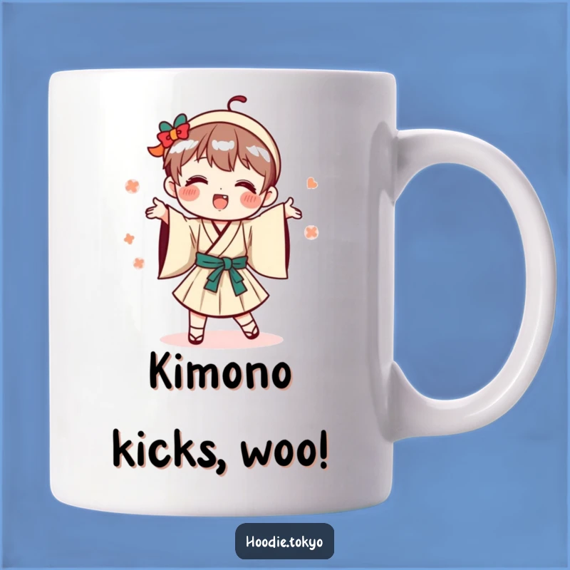 Funny Playful Japanese Character Dance Mug, Silly Traditional Outfit Gift