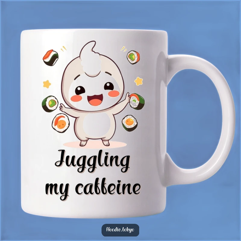 Funny Sushi Kawaii Mug: Playful Juggler Gift for Foodie Fun