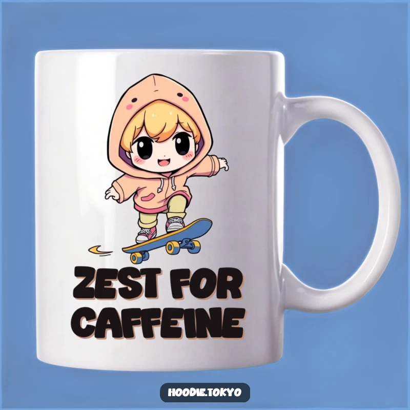Funny Skater Character Mug: Concentrated Smile, Cool Hoodie Gift