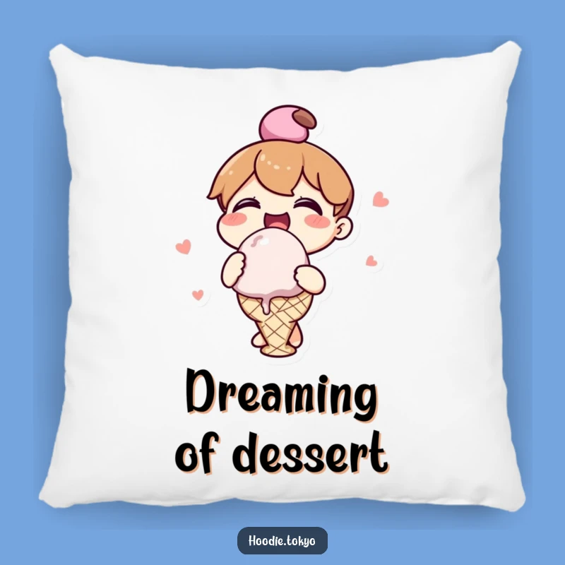 Funny Kawaii Ice Cream Pillow - Cheerful Character Comfy Sweet Treat Cushion