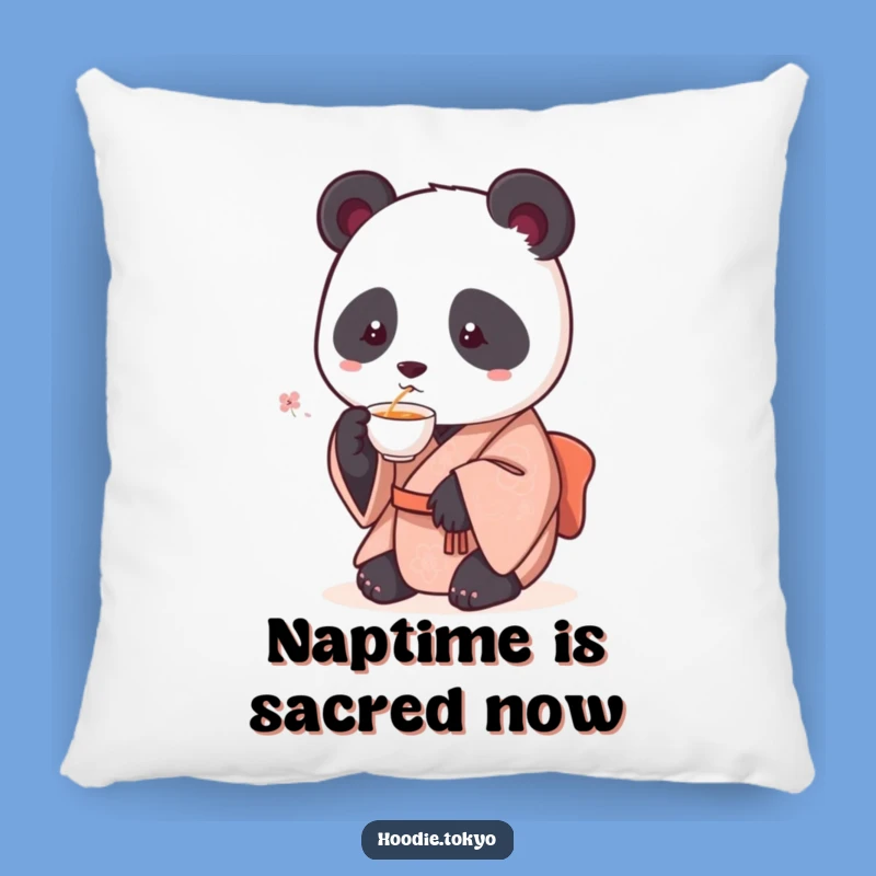 Funny Panda Kimono Pillow: Comfy Round Panda Sipping Tea, Decorative & Hilarious, Great Funny Gift