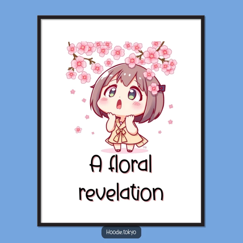 Funny Tokyo Blossom Digital Art: Surprised Character's Cherry Blossom Moment - Funny Gift