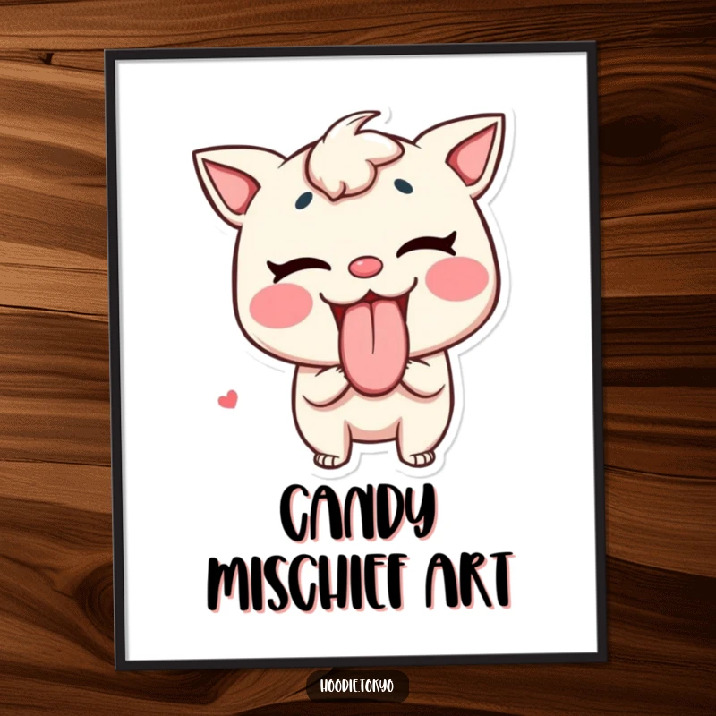 Funny Tongue Out Digital Art Print: A mischievous character playfully sticking its tongue out like candy, creating a fun and cheeky piece of wall art.