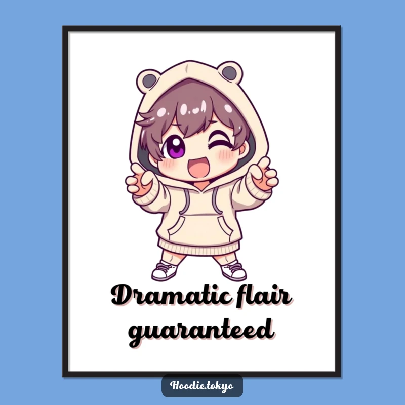 Funny Fashion Hoodie Character Digital Art: Dramatic Pose, Hilarious Decor