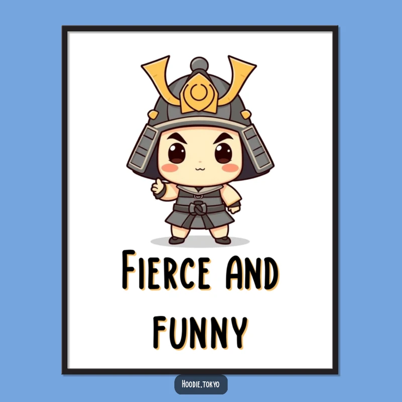 Funny Samurai Digital Art: Whimsical Warrior Print for Your Walls