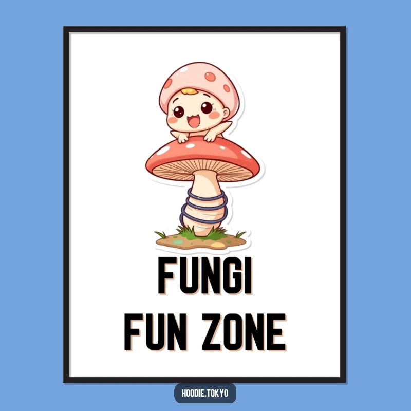 Funny Bouncing Mushroom Digital Art - Instant Joy Decor, Unique Funny Gift