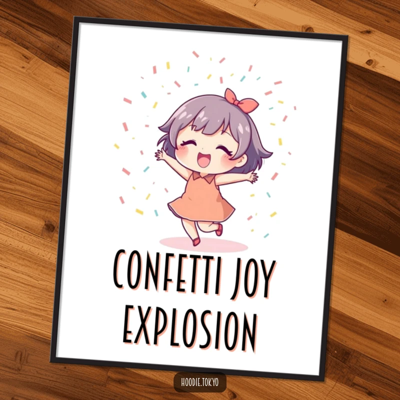 Funny Dancing Confetti Digital Art Print of a character joyfully dancing under a shower of confetti, ready for instant download.