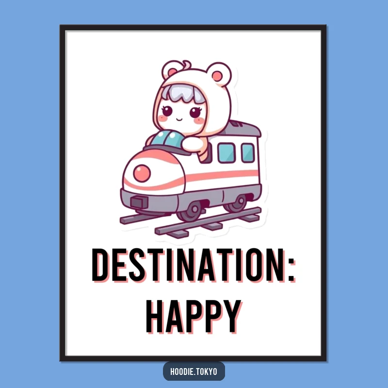 Funny Digital Art Print: Kawaii Bullet Train Character, Whimsical Decor, Instant Gift