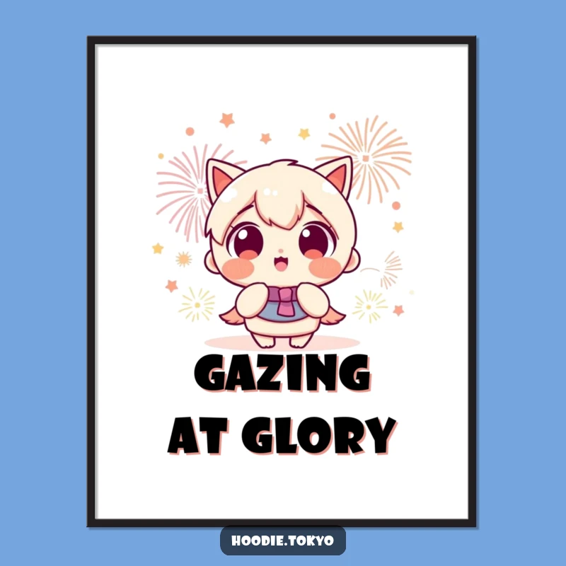 Funny Digital Art Print: Kawaii Fireworks Excitement, Instant Joyful Decor