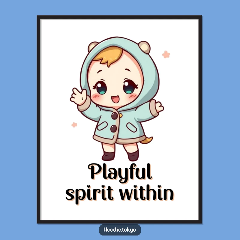Funny Happi Coat Character Digital Art - Playful Japanese Pose, Instant Gift