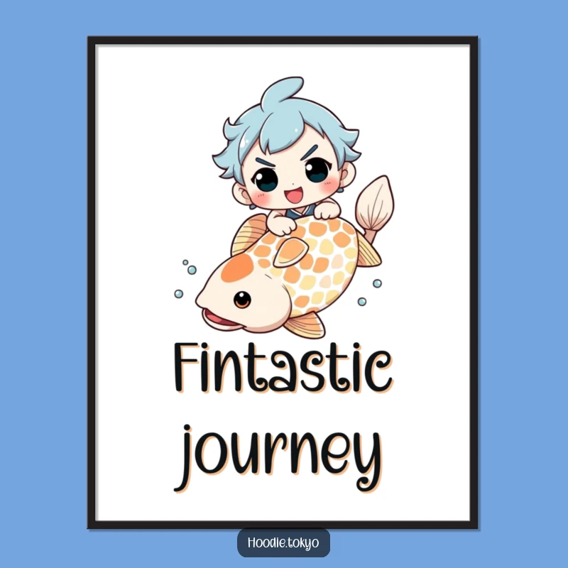 Funny Koi Fish Rider Art Print: Determined Grin Brings Laughter, A Perfect Funny Gift