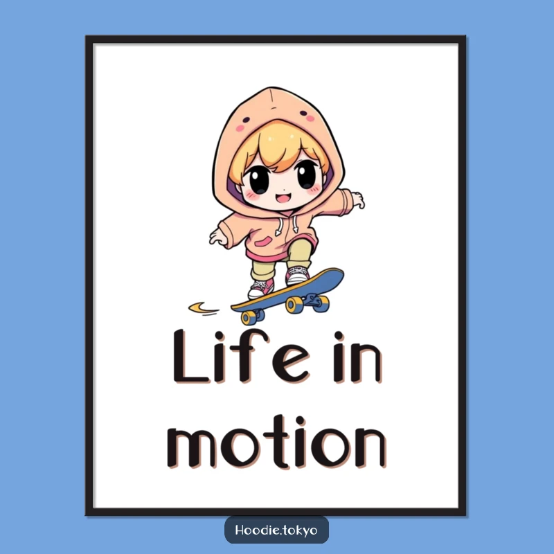 Funny Skater Digital Art: Concentrated Character, Instant Gift