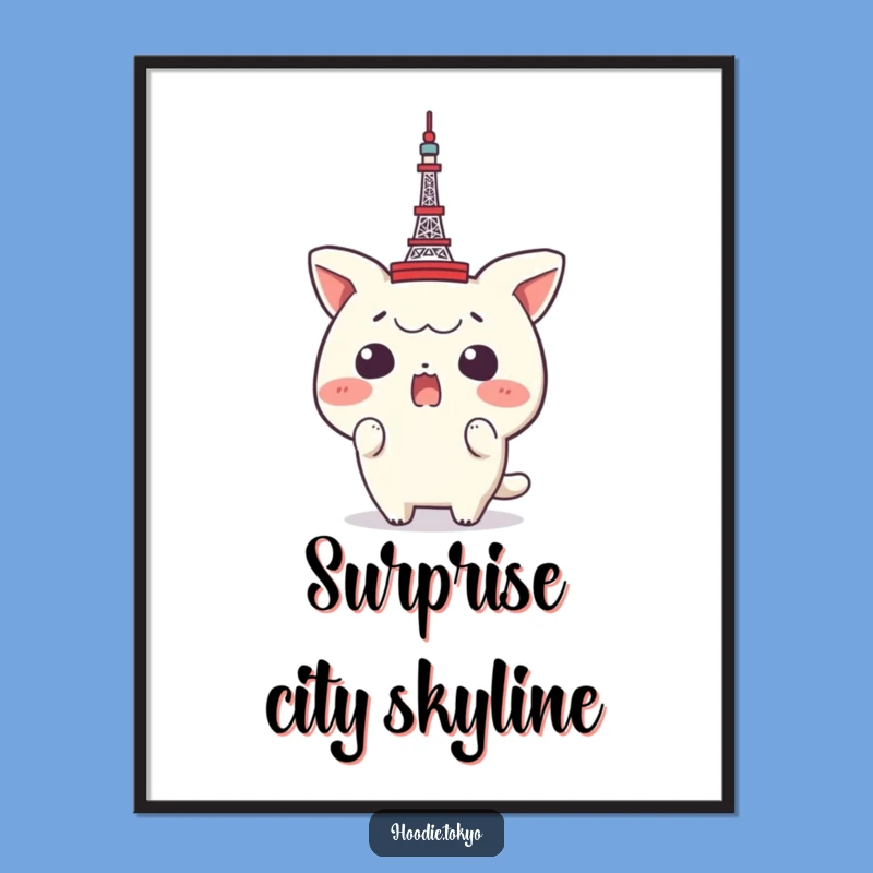 Funny Surprise Tokyo Tower Digital Print: Shocking Travel Art, Instant Quirky Decor