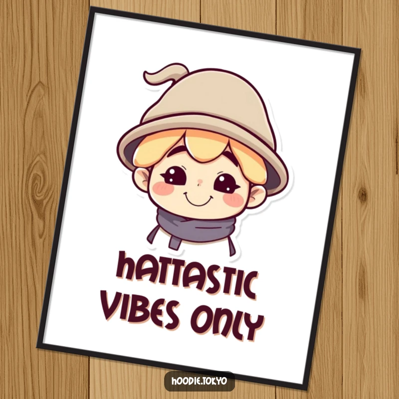 Funny Digital Print of a Character with a Silly Grin and a Tilted Oversized Hat, Perfect for Spreading Joy