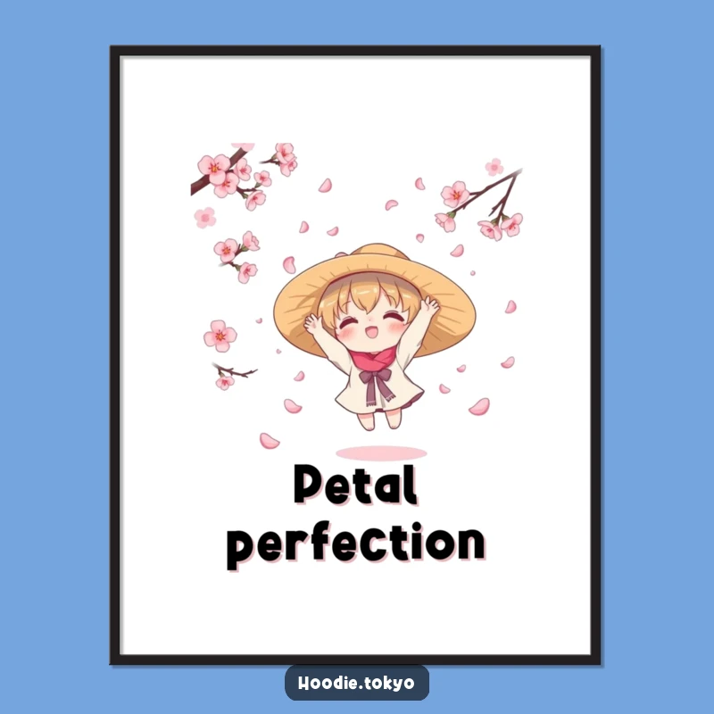 Kawaii Cherry Blossom Catcher Funny Digital Art - Instant Petal Whimsy Download