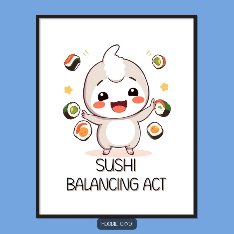 Downloadable Sushi Kawaii Art: Funny Playful Juggler Print Gift