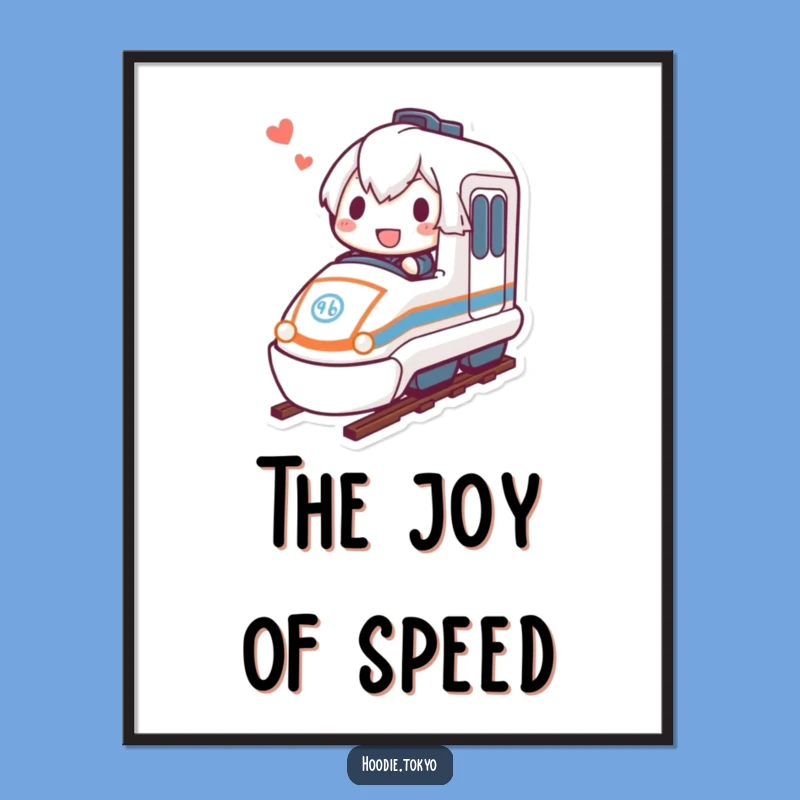 Funny Bullet Train Joy Digital Art Print: Determined Rider, Instant Decor
