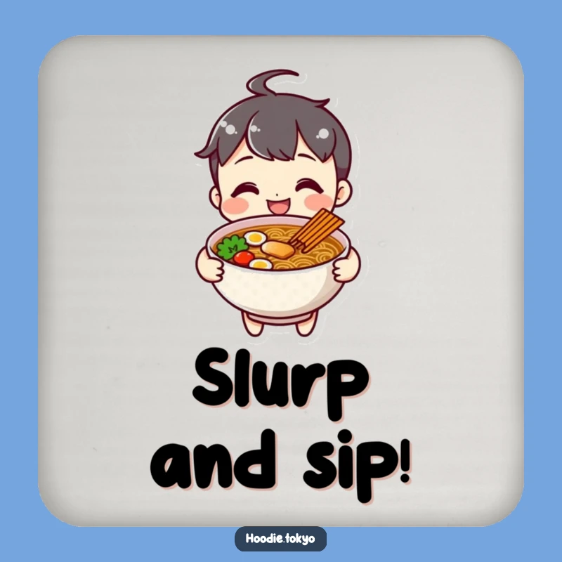 Funny Cheerful Ramen Character Coaster, Protect Surfaces with Flavor