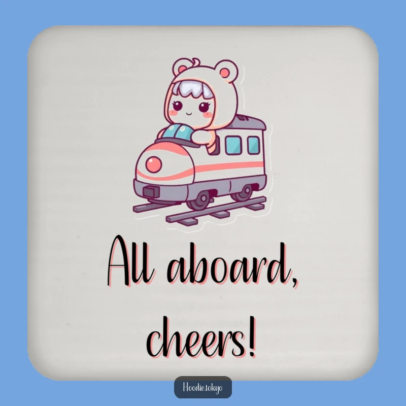 Funny Coaster Set: Kawaii Bullet Train Character, Protect Surfaces with Humor