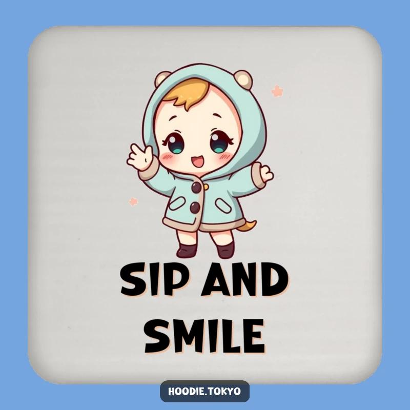 Funny Happi Coat Character Coaster - Playful Japanese Decor, Humorous Gift