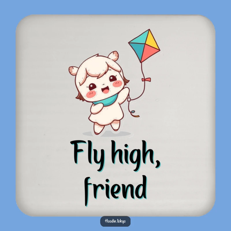 Funny Kawaii Kite Flying Coaster Set - Giggling Character Playful Table Protector