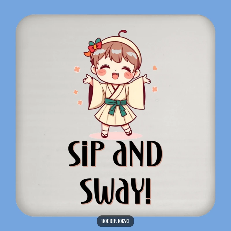 Funny Playful Japanese Character Coaster, Dance Decor with Humor