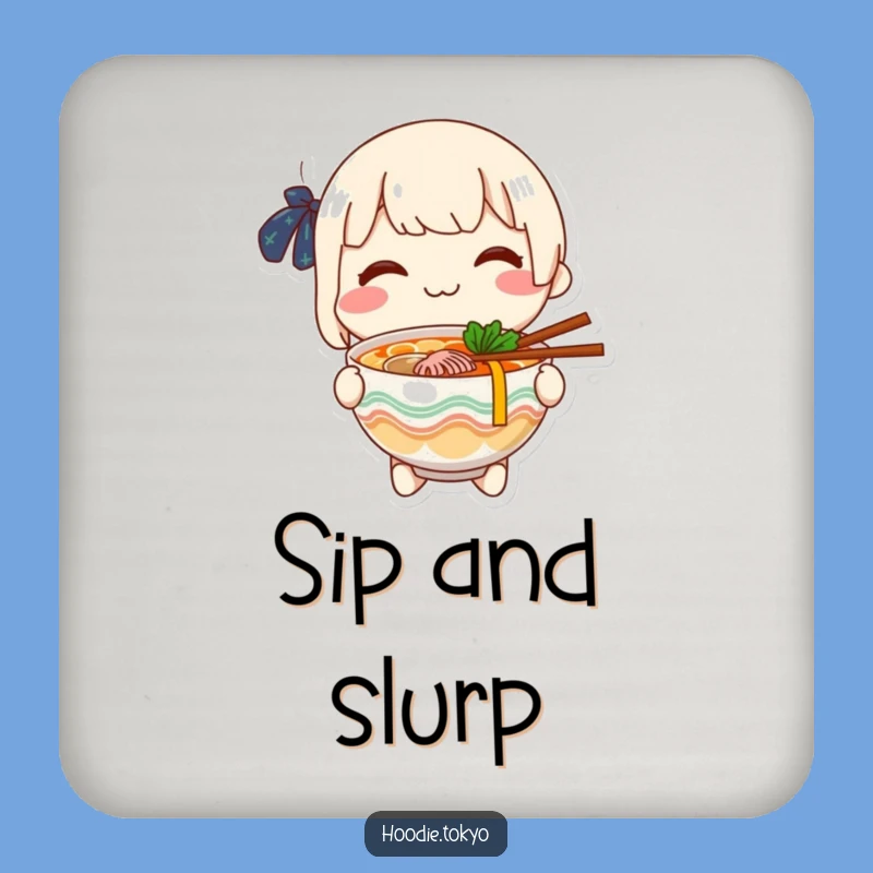 Funny Ramen Coasters: Protect Surfaces with Cheerful Character's Smile - Funny Gift