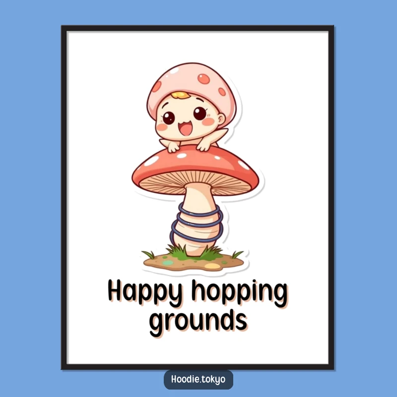 Funny Bouncing Mushroom Poster - Whimsical Wall Art, Unique Funny Gift