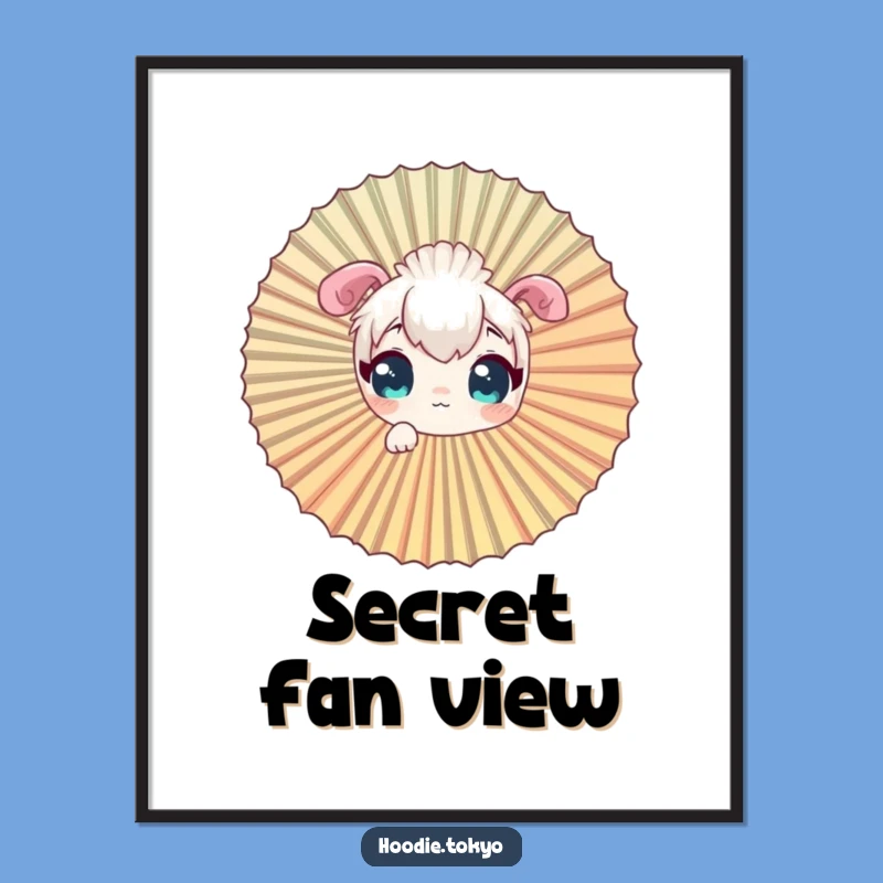 Funny Curious Character Poster, Giant Fan View Art Print